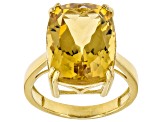 Pre-Owned Yellow Citrine 18k Yellow Gold Over Sterling Silver Ring 8.00ct