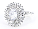 Pre-Owned White Cubic Zirconia Rhodium Over Sterling Silver Ring 2.99ctw