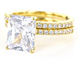 Pre-Owned White Cubic Zirconia 18K Yellow Gold Over Sterling Silver Ring With Band 7.10ctw