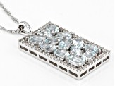 Pre-Owned Blue Aquamarine Rhodium Over Silver Pendant With Chain 6.20ctw