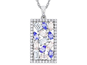 Pre-Owned Blue Tanzanite Rhodium Over Silver Pendant With Chain 3.35ctw