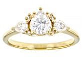 Pre-Owned Moissanite 14k yellow gold over silver ring .89ctw DEW