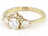 Pre-Owned Moissanite 14k yellow gold over silver ring .89ctw DEW
