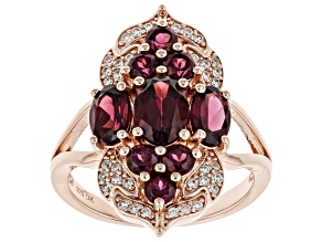 Pre-Owned Purple Rhodolite 18k Rose Gold Over Sterling Silver Ring 2.85ctw