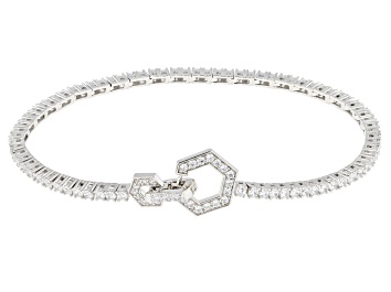 Picture of Pre-Owned White Cubic Zirconia Platinum Over Sterling Silver Tennis Bracelet 5.16ctw
