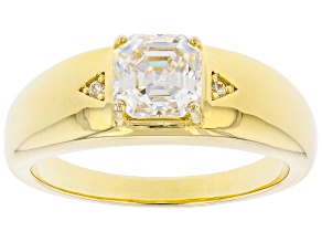 Pre-Owned Strontium Titanate and white zircon 14k yellow gold over sterling silver mens rin