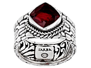 Pre-Owned Red Mahaleo® Ruby Silver Chainlink & Watermark Ring 2.89ct