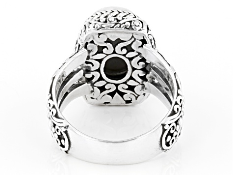 Pre-Owned Multi-Color Mosaic Mother-of-Pearl Silver Ring