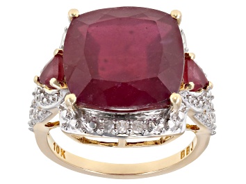 Picture of Pre-Owned Red Ruby 10K Yellow Gold Ring 9.81ctw