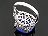 Pre-Owned Blue And White Cubic Zirconia Silver Ring 30.00ctw