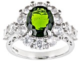 Pre-Owned Green Chrome Diopside Rhodium Over Sterling Silver Ring 5.18ctw