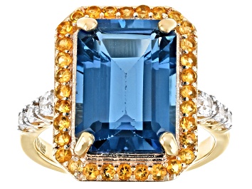 Picture of Pre-Owned London Blue Topaz 18k Yellow Gold Over Silver Ring 8.85ctw