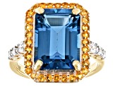 Pre-Owned London Blue Topaz 18k Yellow Gold Over Silver Ring 8.85ctw
