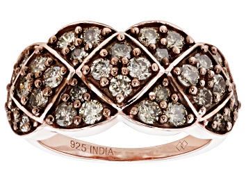 Picture of Pre-Owned Champagne Diamond 18k Rose Gold Over Sterling Silver Band Ring 1.50ctw