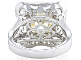 Pre-Owned Canary And White Cubic Zirconia Rhodium Over Sterling Silver Asscher Cut Ring 11.33ctw