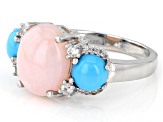 Pre-Owned Pink Opal Rhodium Over Sterling Silver Ring 0.30ctw