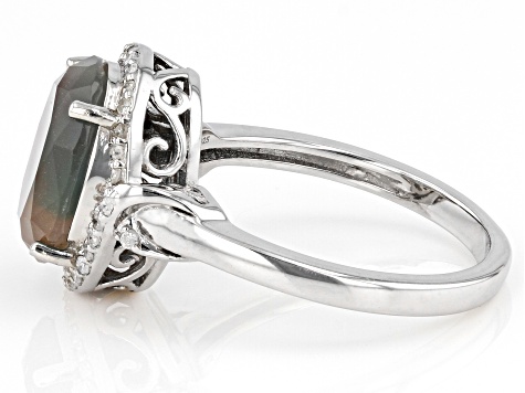Pre-Owned Aquaprase® & Diamond Accent Rhodium Over Silver Ring .14ctw