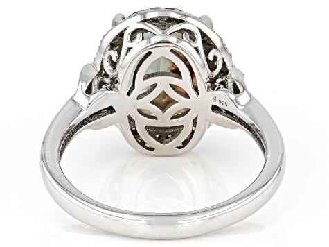 Pre-Owned Aquaprase® & Diamond Accent Rhodium Over Silver Ring .14ctw