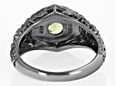 Pre-Owned Green Peridot Black Rhodium Over Sterling Silver Solitaire Ring 1.70ct