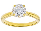 Pre-Owned Moissanite 14k Yellow Gold Over Silver Ring And Stud Earrings Jewelry Set 3.60ctw DEW