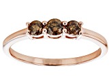 Pre-Owned Champagne Diamond 14k Rose Gold Over Sterling Silver 3-Stone Band Ring 0.33ctw