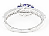 Pre-Owned Blue Tanzanite Rhodium Over Silver Moon And Star Charm Ring 1.46ctw