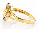 Pre-Owned Diamond Accent 14k Yellow Gold Over Sterling Silver Paw Print And Heart Open Design Ring