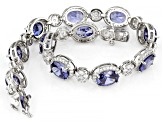 Pre-Owned Blue And White Cubic Zirconia Platinum Over Sterling Silver Tennis Bracelet  24.62ctw