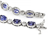 Pre-Owned Blue And White Cubic Zirconia Platinum Over Sterling Silver Tennis Bracelet  24.62ctw