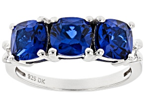 Pre-Owned Blue Lab Created Spinel Rhodium Over Sterling Silver Ring 2.04ctw