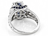 Pre-Owned Moissanite And Blue Sapphire Platineve Ring 1.94ctw DEW.