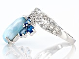 Pre-Owned Blue Larimar Rhodium Over Sterling Silver Ring 1.99ctw