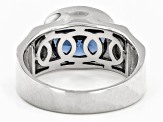 Pre-Owned Blue Cubic Zirconia Rhodium Over Sterling Silver Ring 4.59ctw