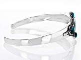 Pre-Owned Multi-Shape Blue Turquoise Rhodium Over Sterling Silver Cuff Bracelet