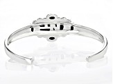 Pre-Owned Multi-Shape Blue Turquoise Rhodium Over Sterling Silver Cuff Bracelet