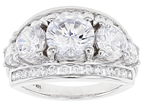 Pre-Owned White Cubic Zirconia Rhodium Over Sterling Silver Ring 8.48ctw