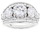 Pre-Owned White Cubic Zirconia Rhodium Over Sterling Silver Ring 8.48ctw