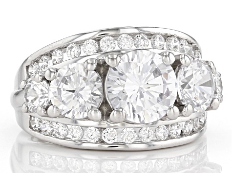 Pre-Owned White Cubic Zirconia Rhodium Over Sterling Silver Ring 8.48ctw