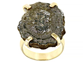 Pre-Owned Free-form Rough Stalactite 18k Yellow Gold Over Brass Ring