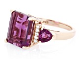 Pre-Owned Grape-Color Fluorite With White Zircon 18k Rose Gold Over Silver Ring 7.33ctw