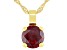 Pre-Owned Red Cubic Zirconia 18K Yellow Gold Over Sterling Silver Pendant With Chain 3.31ctw