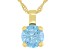Pre-Owned Blue Cubic Zirconia 18K Yellow Gold Over Sterling Silver Pendant With Chain 3.18ctw