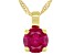 Pre-Owned Lab Created Ruby 18K Yellow Gold Over Sterling Silver Pendant With Chain 2.27ctw
