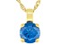 Pre-Owned Blue Cubic Zirconia 18K Yellow Gold Over Sterling Silver Pendant With Chain 3.17ctw