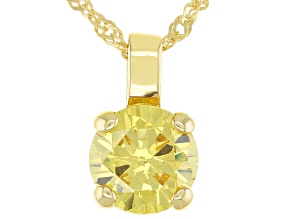 Pre-Owned Yellow Cubic Zirconia 18K Yellow Gold Over Sterling Silver Pendant With Chain 3.40ctw