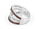 Pre-Owned Red And White Diamond Rhodium Over Sterling Silver Heart Open Design Ring 0.75ctw