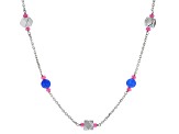 Pre-Owned Blue Onyx Sterling Silver Adjustable Bolo Necklace