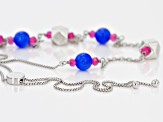 Pre-Owned Blue Onyx Sterling Silver Adjustable Bolo Necklace