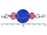 Pre-Owned Blue Onyx Sterling Silver Adjustable Bolo Necklace