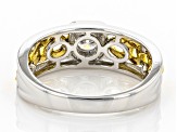 Pre-Owned Moissanite Platineve And 14k Yellow Gold Over Platineve Mens Ring .50ct Dew